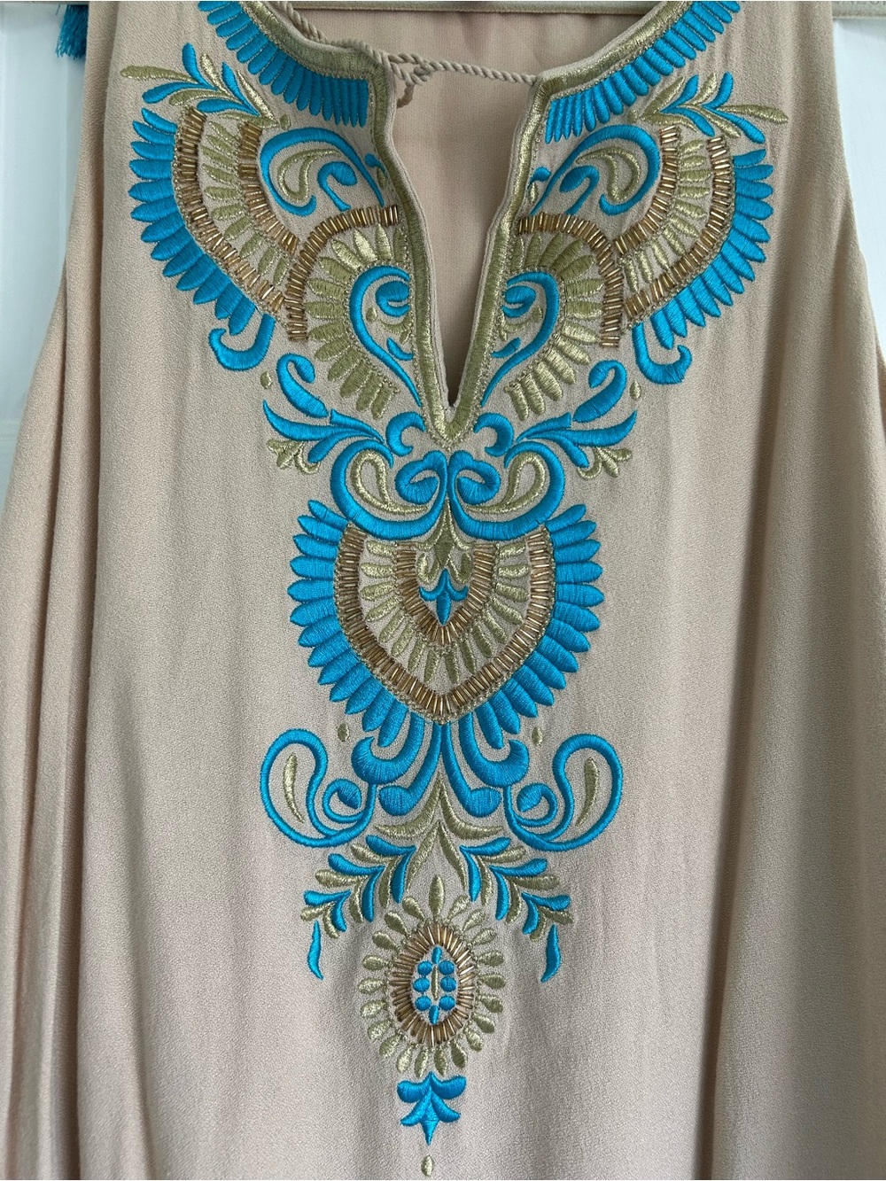 Lilly Pulitzer Aubra Dress with Turquoise and Gold Embroidery, Size L - Picture 2 of 3